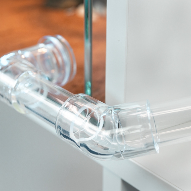 Rohrverbinder glasklar für 20mm - 45°